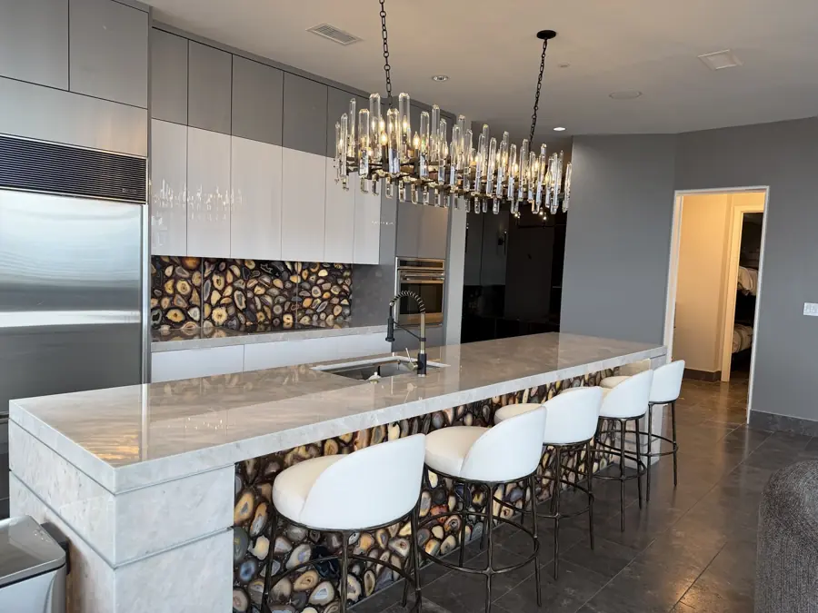 Backlit agate stone kitchen island